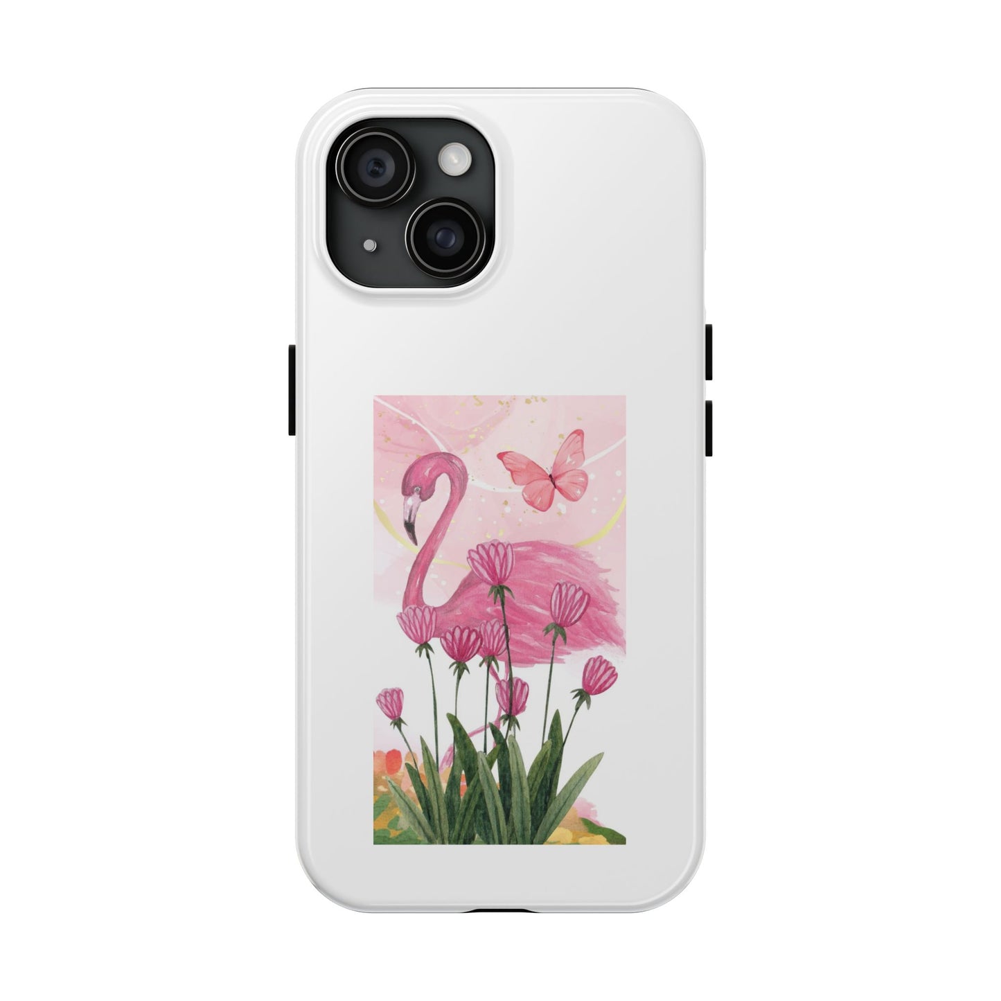 Flamingo & Butterfly - Tough iPhone Cases - Choose your Size