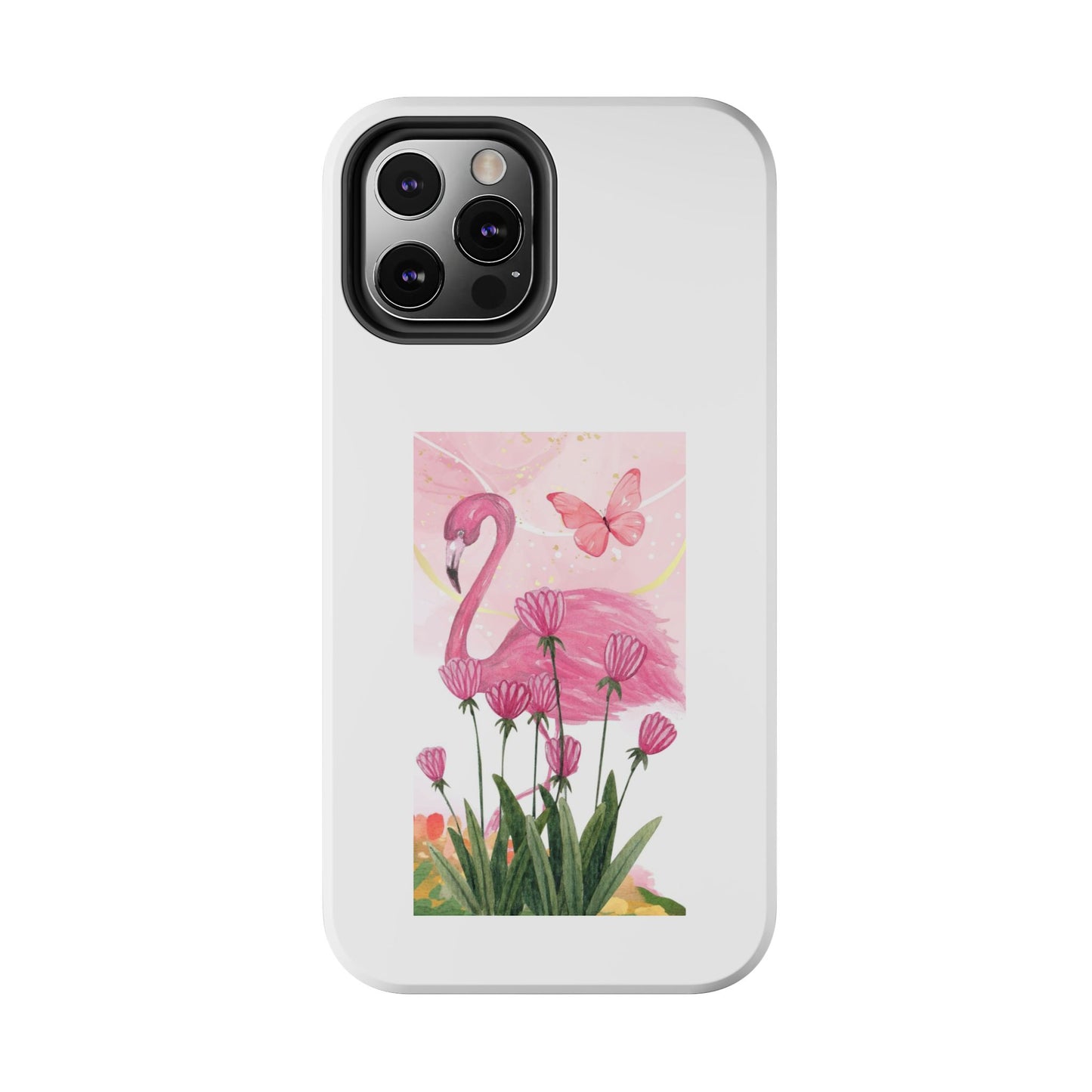 Flamingo & Butterfly - Tough iPhone Cases - Choose your Size