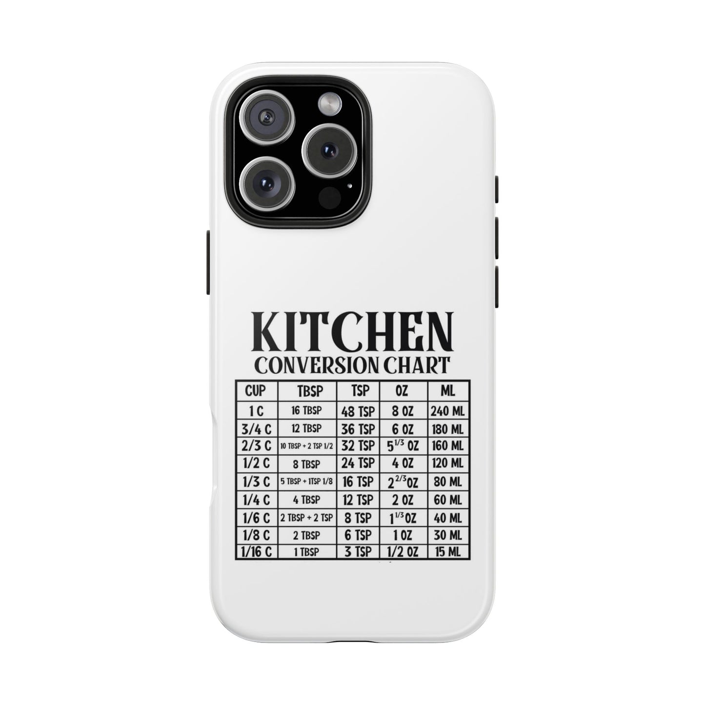 Kitchen Conversion Chart - Tough iPhone Cases - Choose your Size