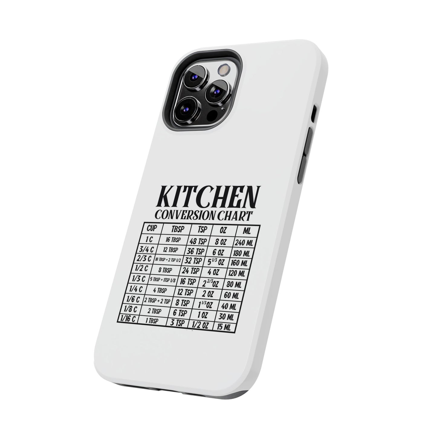 Kitchen Conversion Chart - Tough iPhone Cases - Choose your Size