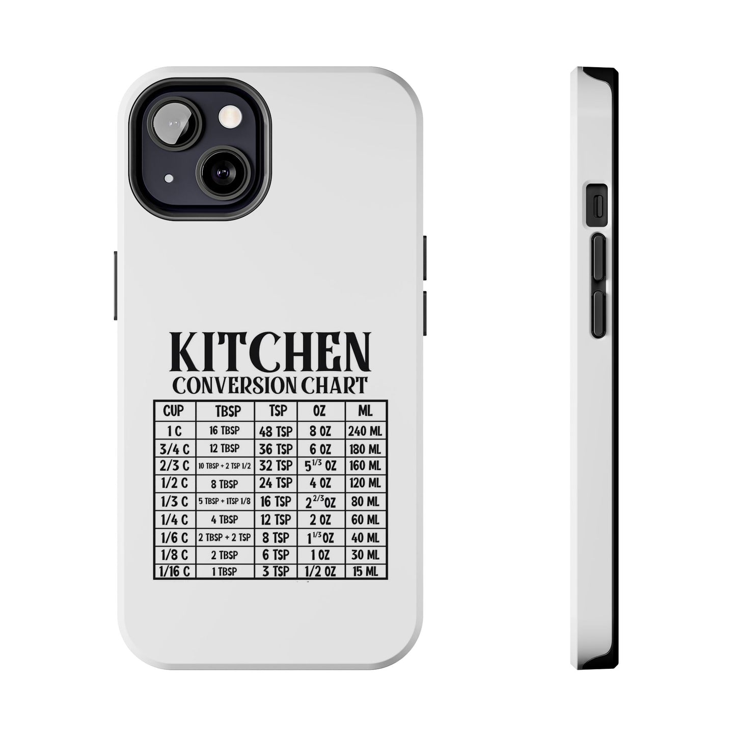 Kitchen Conversion Chart - Tough iPhone Cases - Choose your Size
