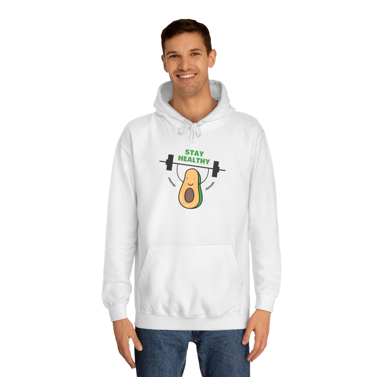Funny Avocado Gym Hoodie, Stay Healthy Gift, Unisex Workout Sweatshirt, College Student Apparel, Fitness Motivational Wear
