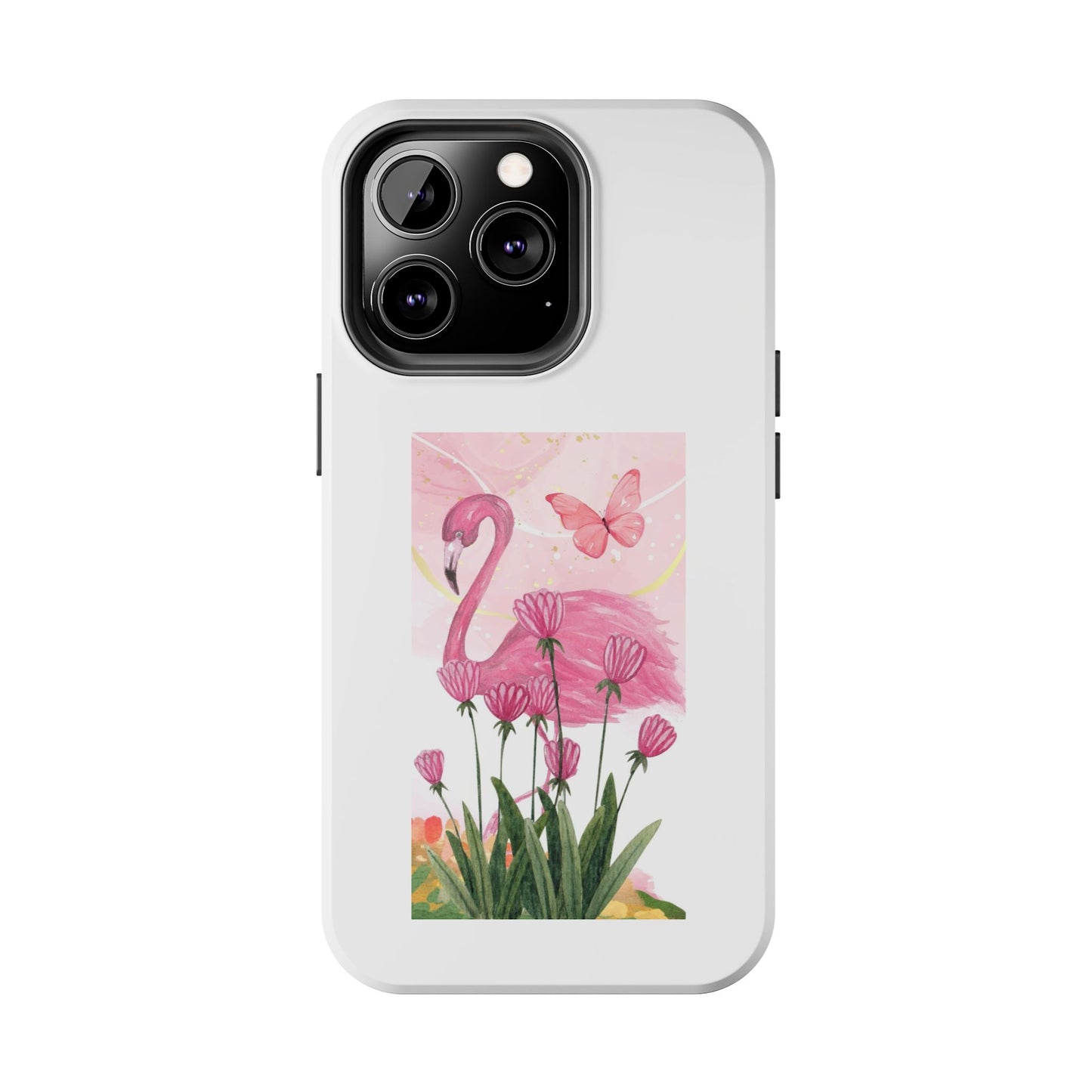 Flamingo & Butterfly - Tough iPhone Cases - Choose your Size
