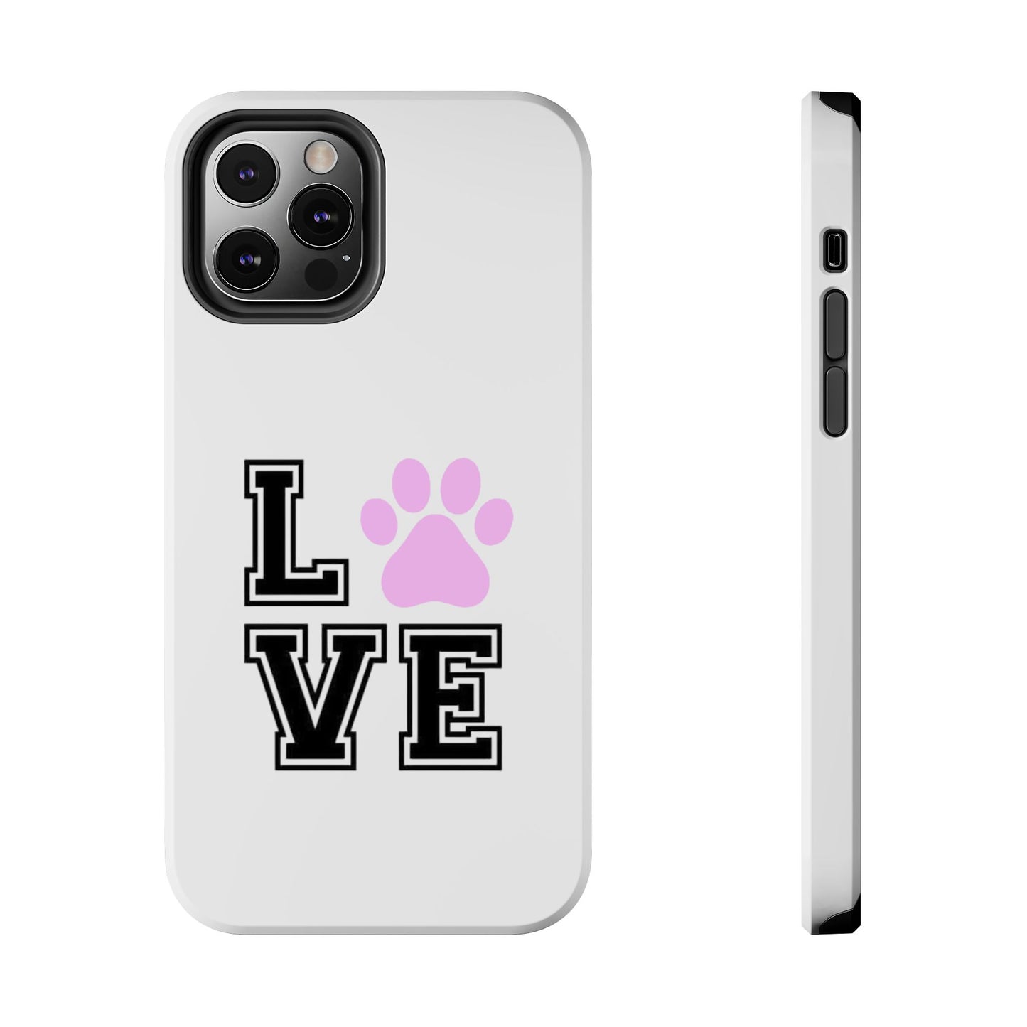 Love Pink Paw Print - Tough iPhone Cases - Choose your Size