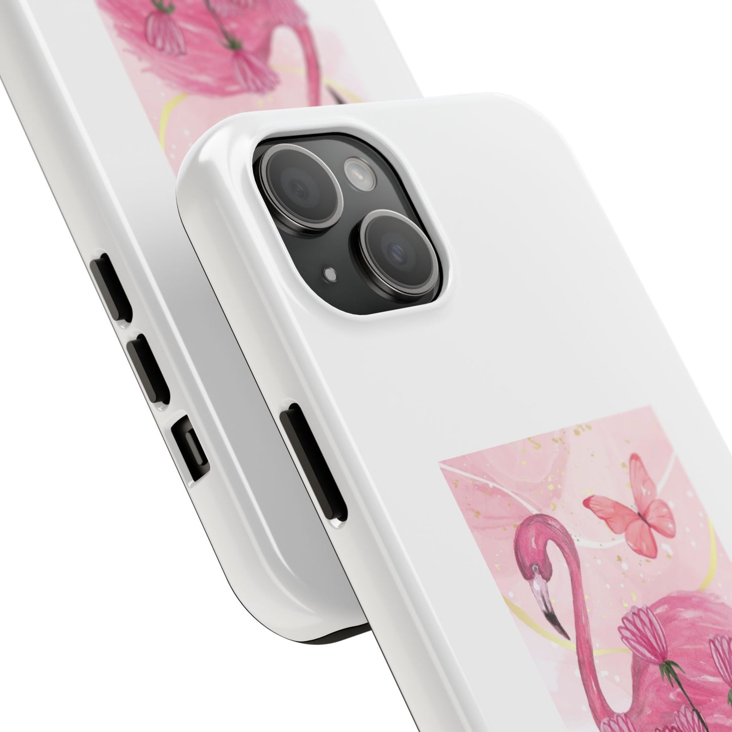 Flamingo & Butterfly - Tough iPhone Cases - Choose your Size