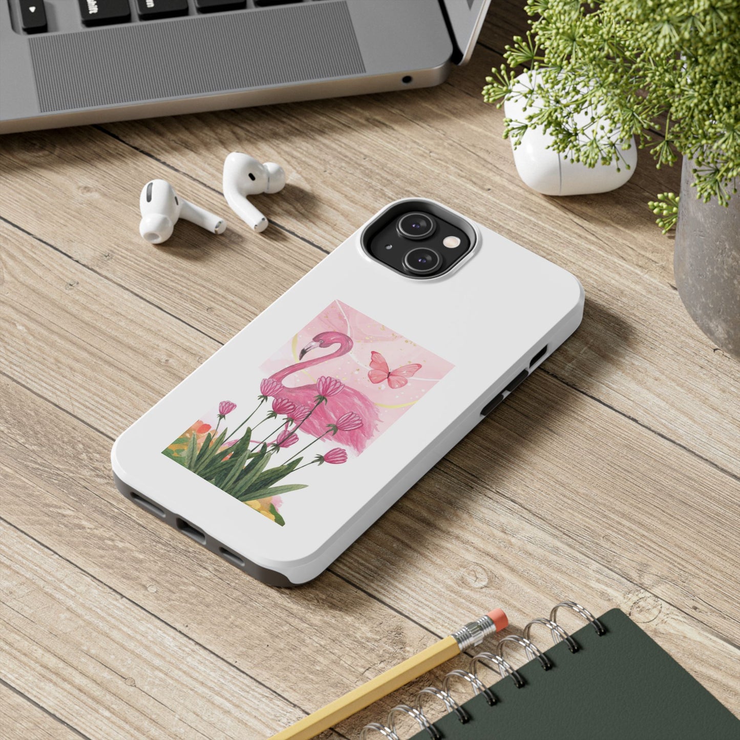 Flamingo & Butterfly - Tough iPhone Cases - Choose your Size