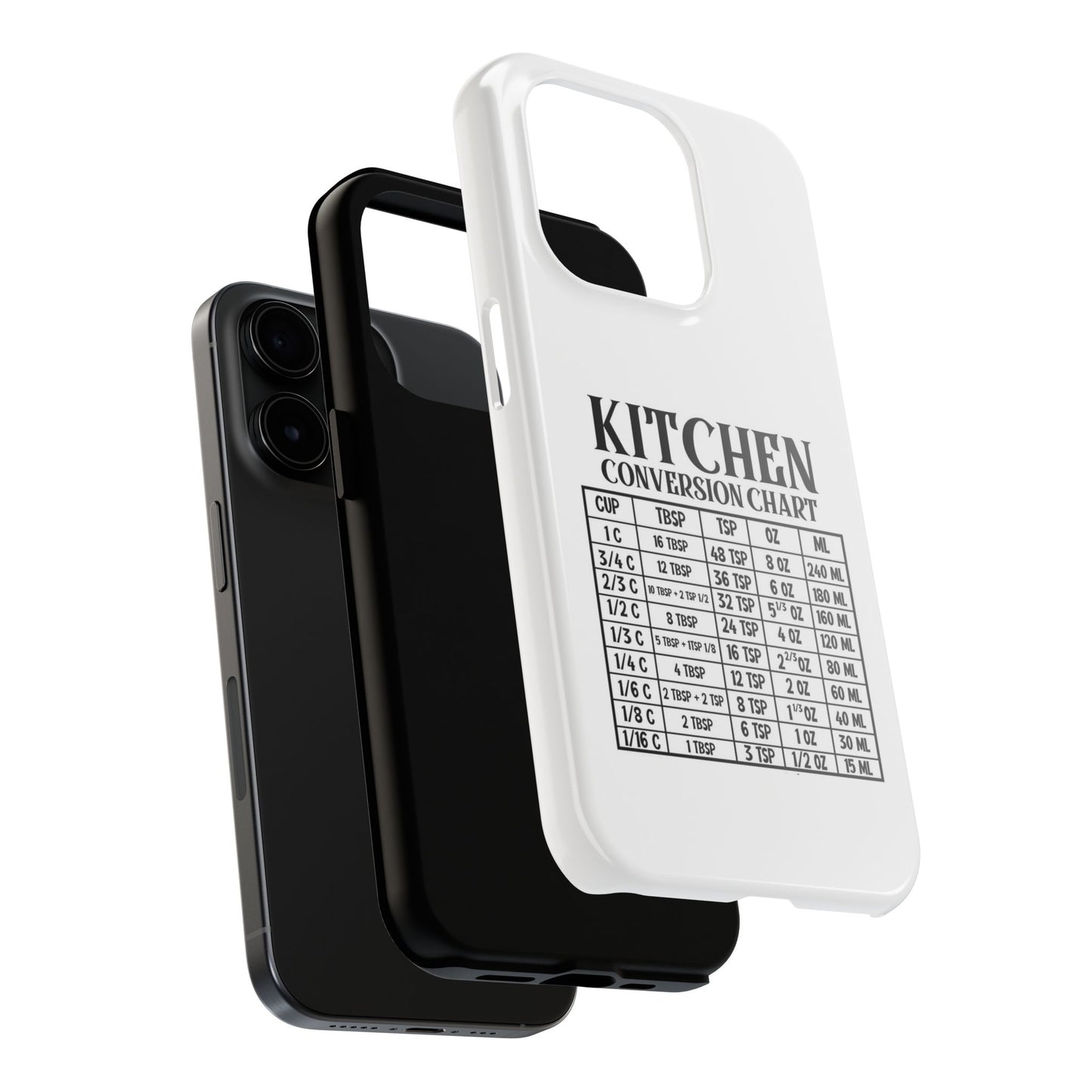Kitchen Conversion Chart - Tough iPhone Cases - Choose your Size