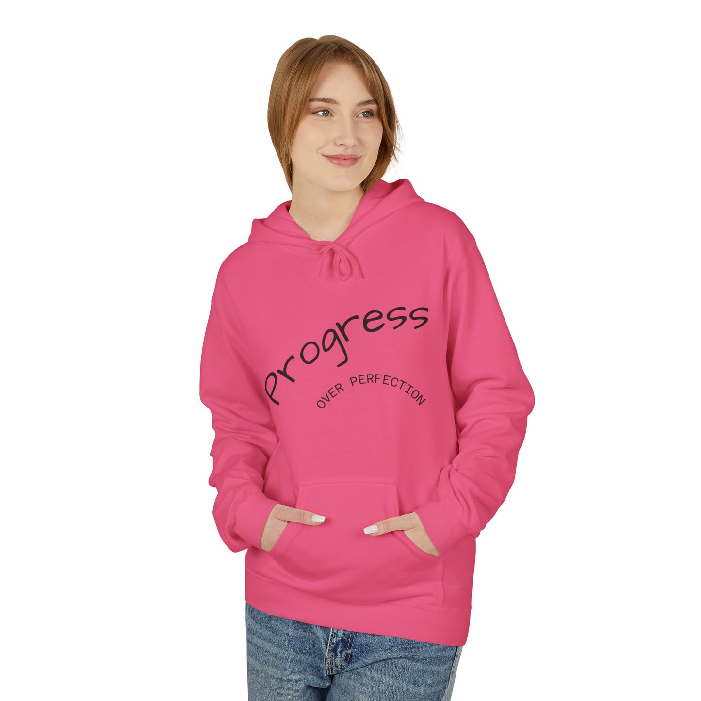 Progress Over Perfection Hoodie, Cozy Fleece Sweatshirt for Self-Care, Unisex Gift for Motivation, Self-Improvement, Relaxation Wear