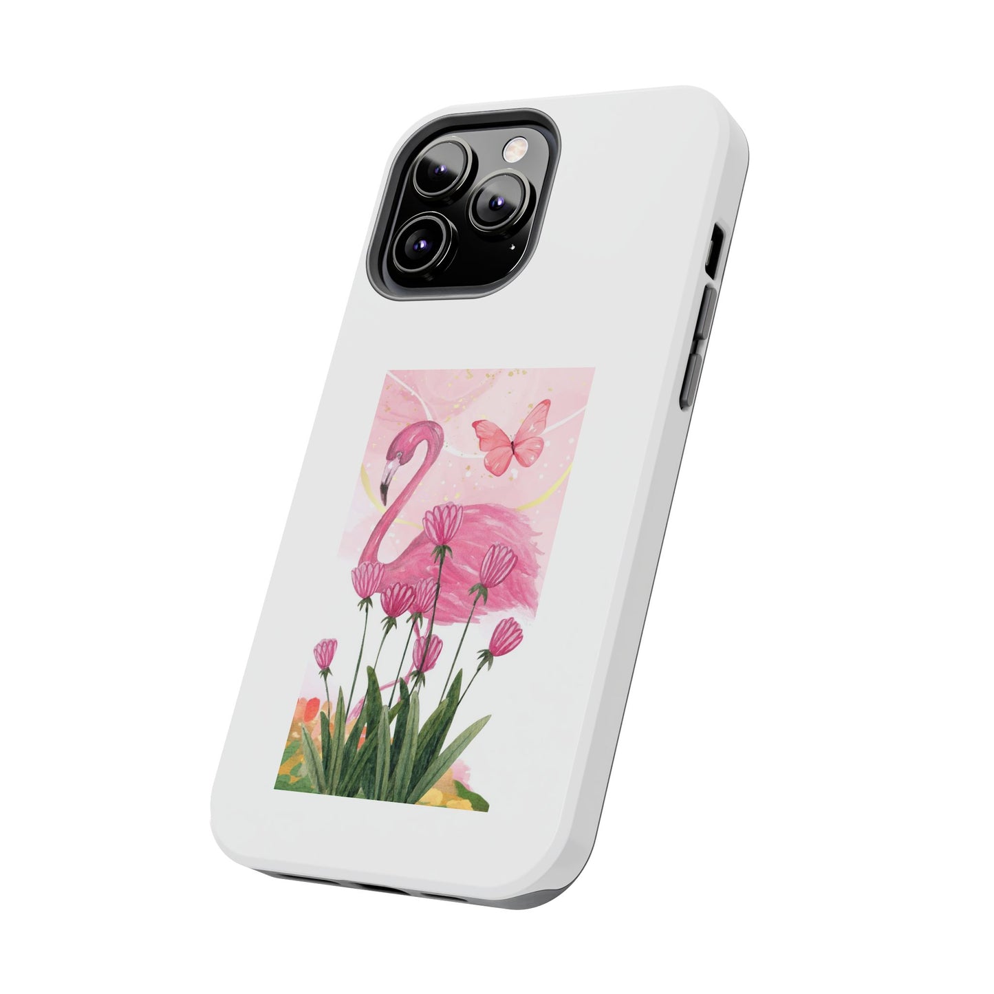 Flamingo & Butterfly - Tough iPhone Cases - Choose your Size