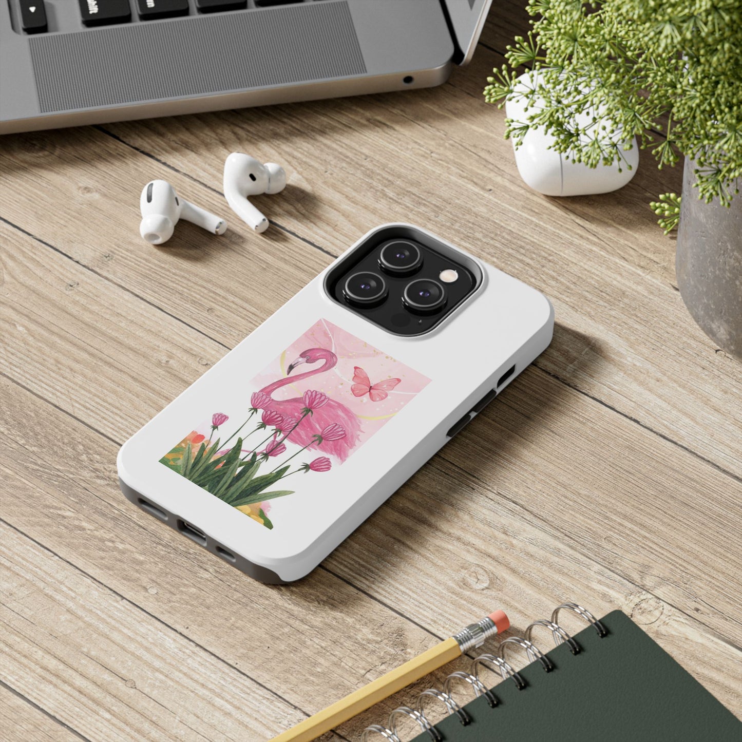 Flamingo & Butterfly - Tough iPhone Cases - Choose your Size