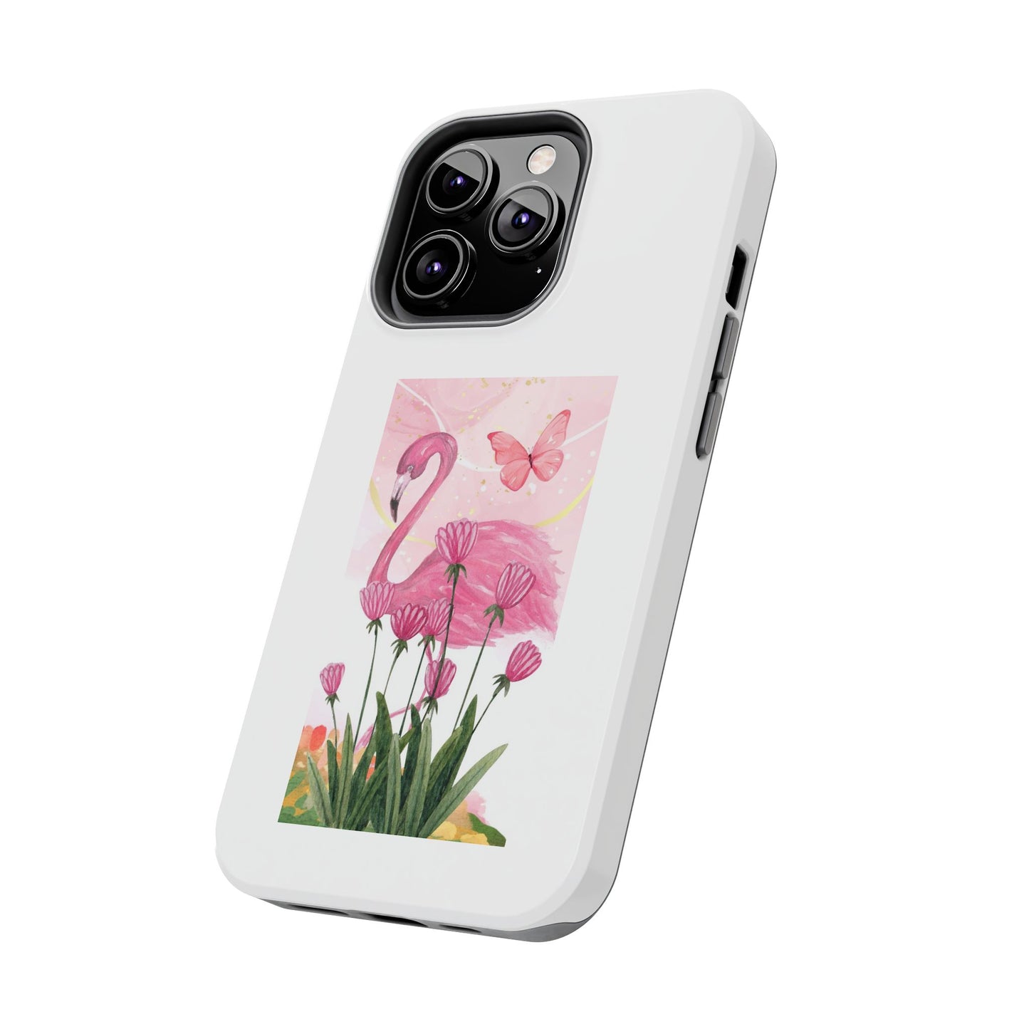 Flamingo & Butterfly - Tough iPhone Cases - Choose your Size
