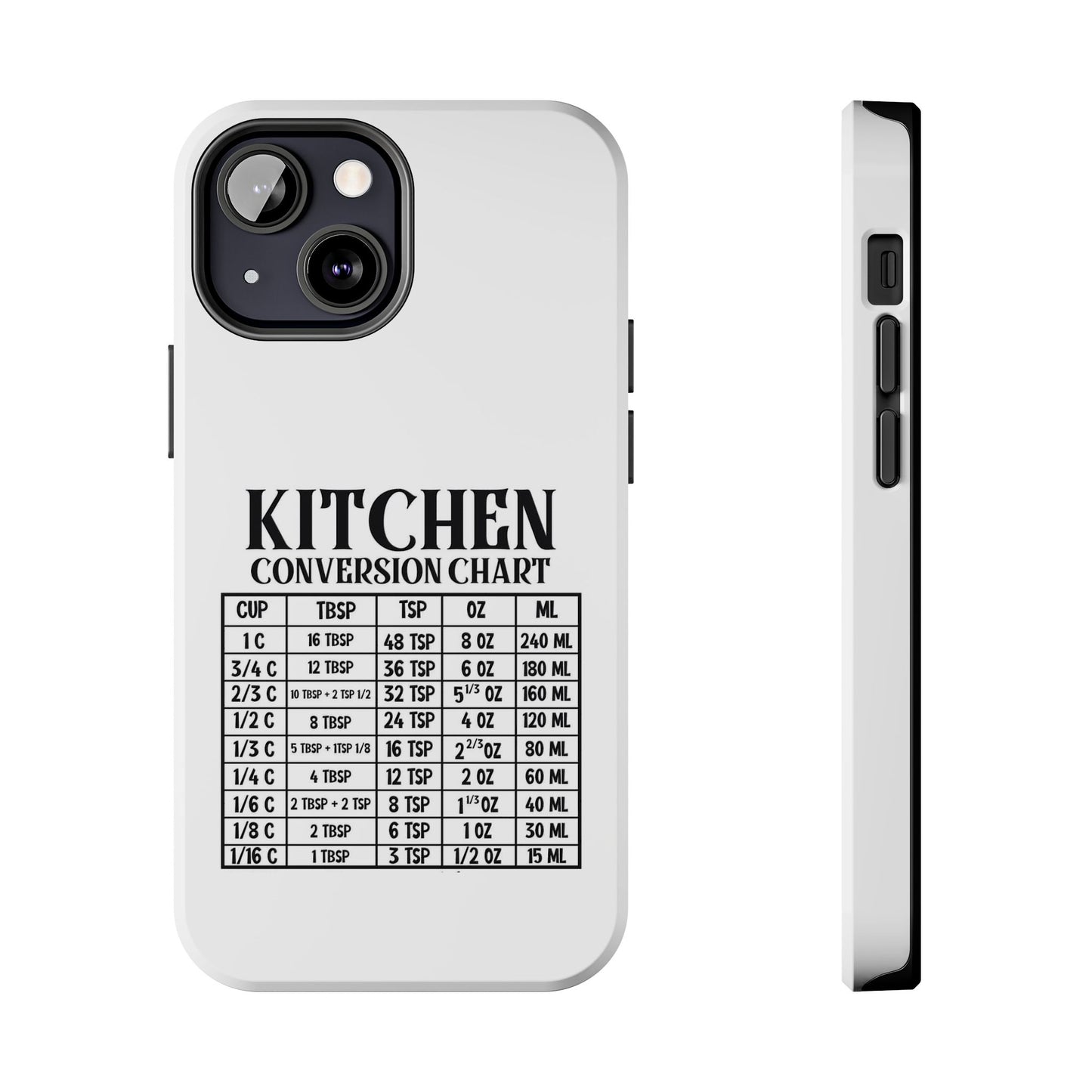 Kitchen Conversion Chart - Tough iPhone Cases - Choose your Size