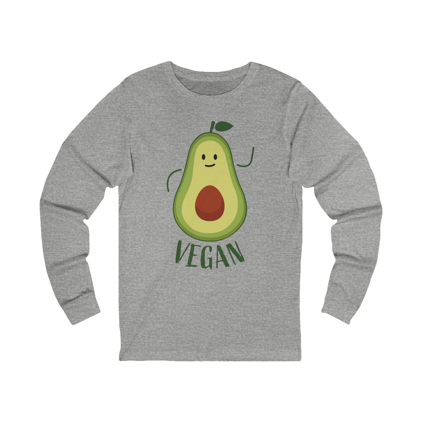 Cute Vegan Avocado Long Sleeve Tee, Plant-Based T-Shirt, Avocado Lover Gift, Eco-Friendly Apparel, Casual Vegan Top
