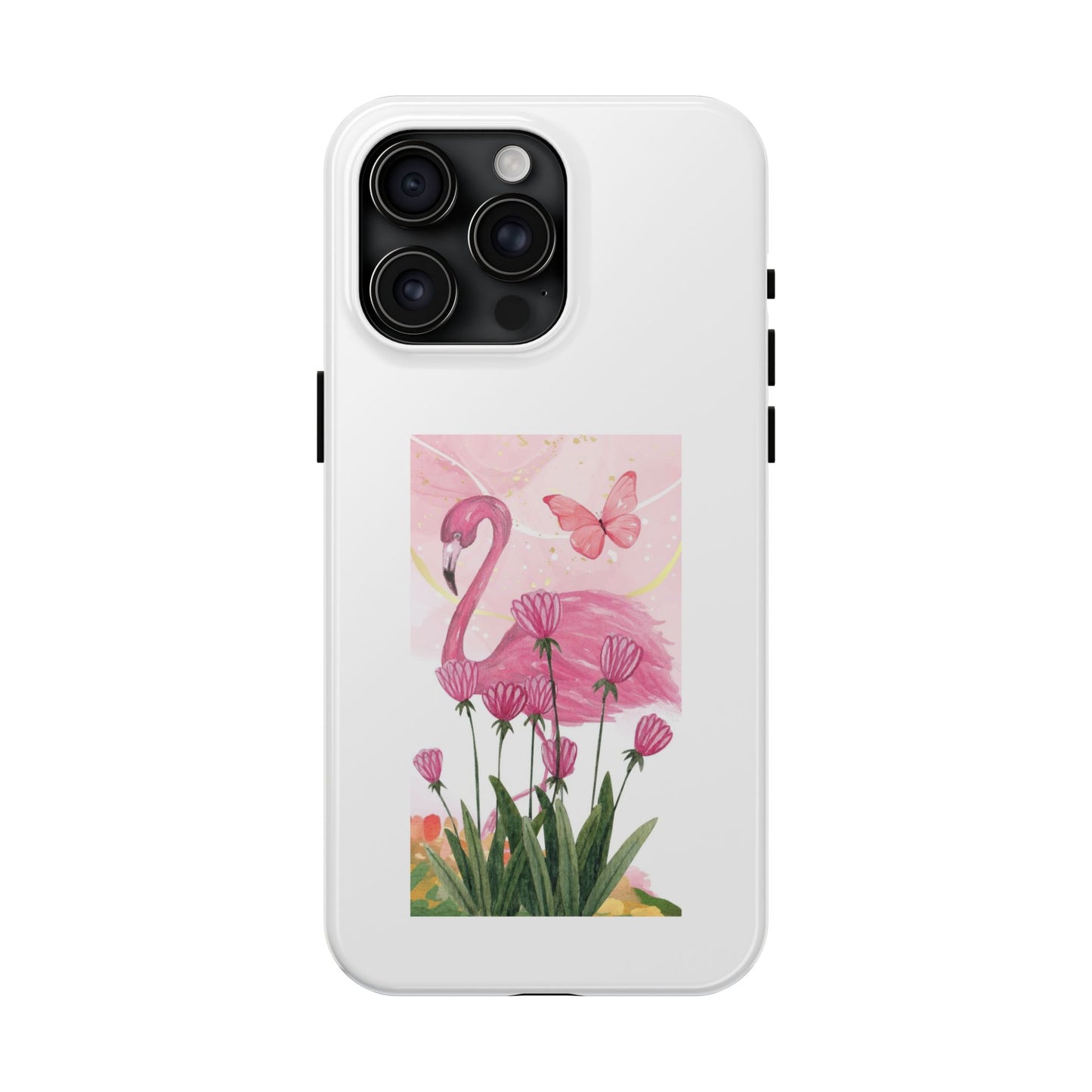 Flamingo & Butterfly - Tough iPhone Cases - Choose your Size