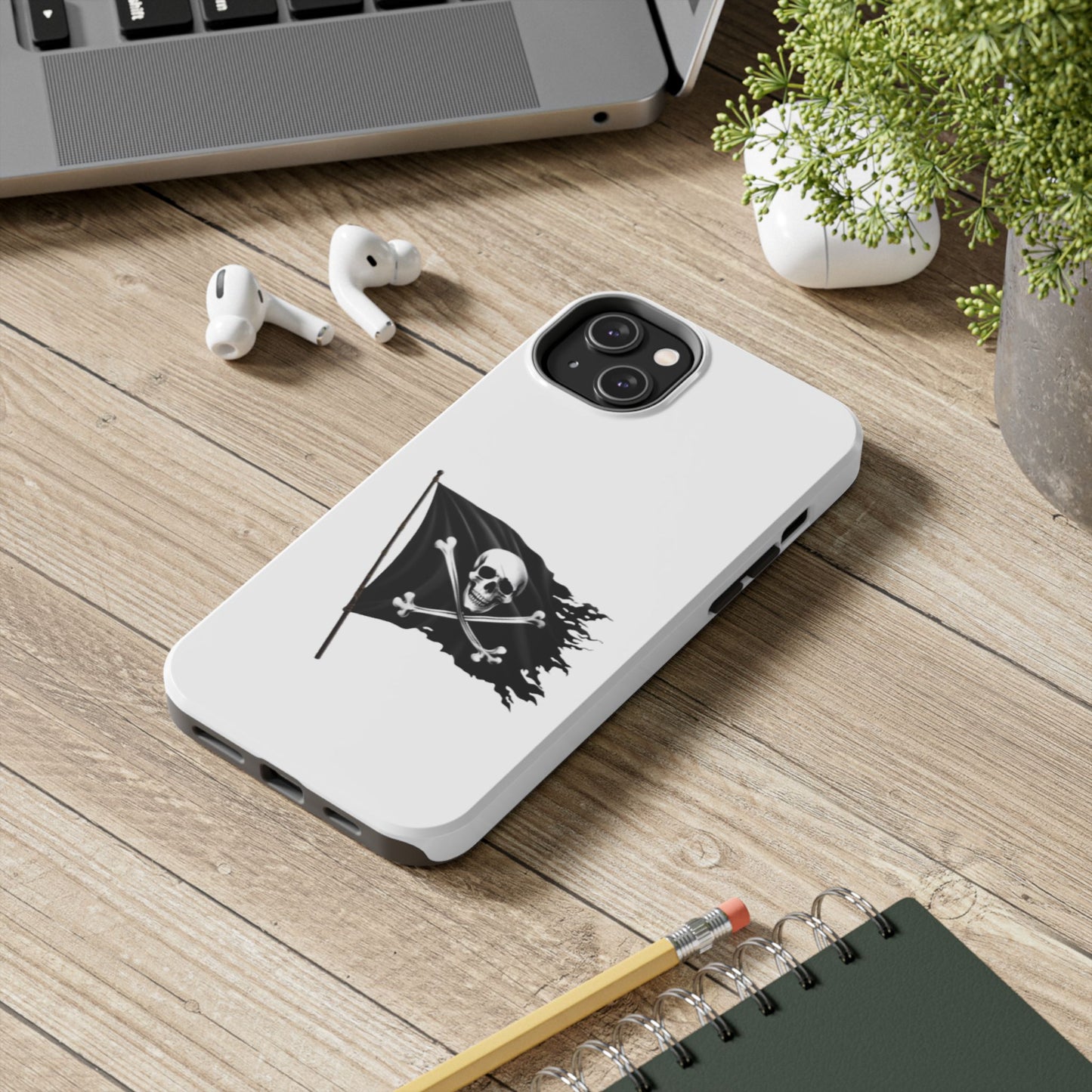 Black Skull Pirate Flag - Tough iPhone Cases - Choose your Size