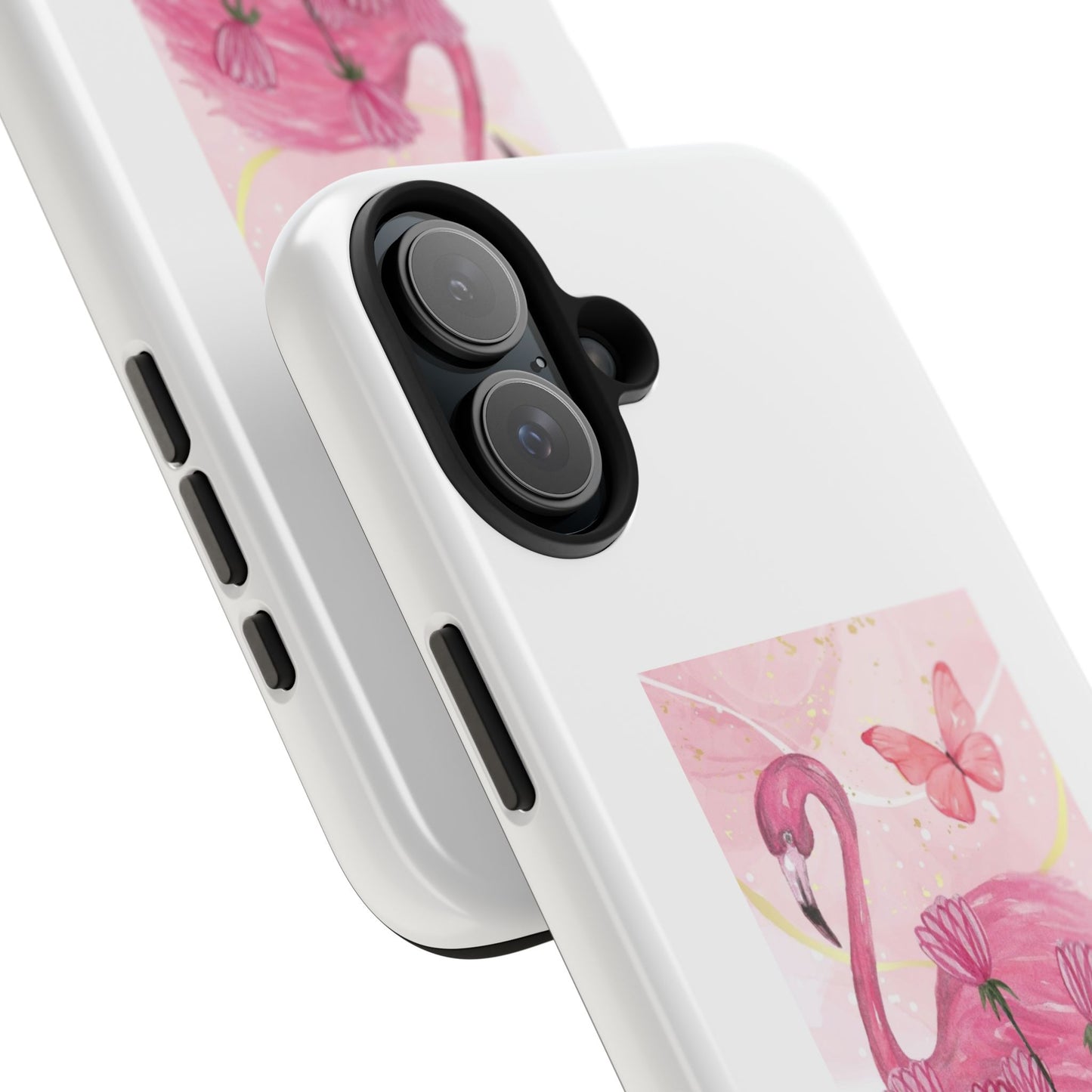 Flamingo & Butterfly - Tough iPhone Cases - Choose your Size