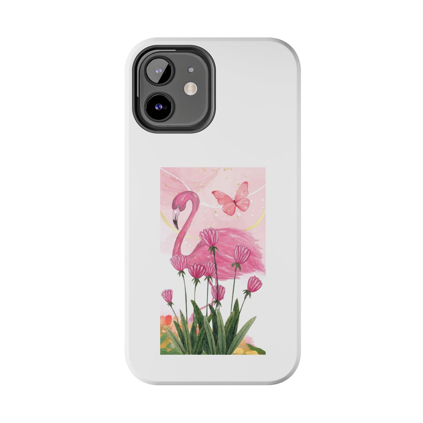 Flamingo & Butterfly - Tough iPhone Cases - Choose your Size