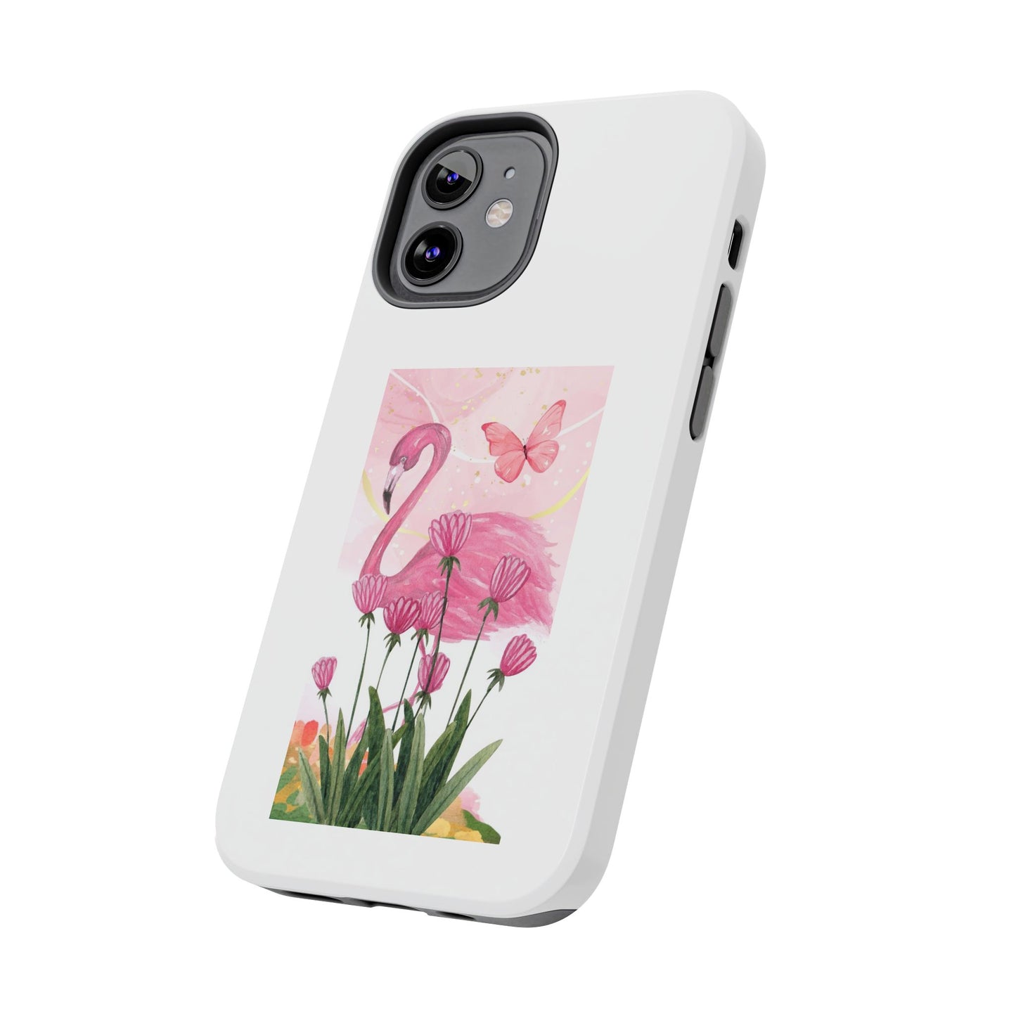 Flamingo & Butterfly - Tough iPhone Cases - Choose your Size