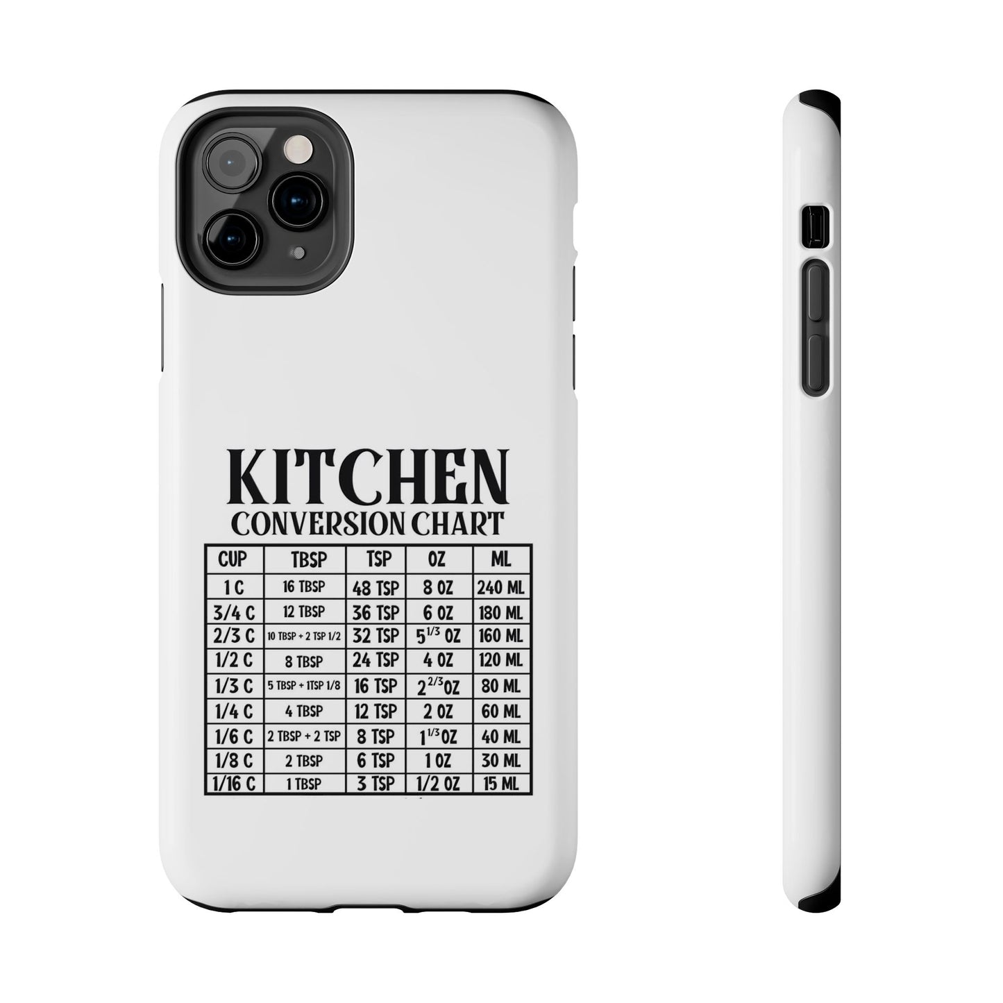 Kitchen Conversion Chart - Tough iPhone Cases - Choose your Size