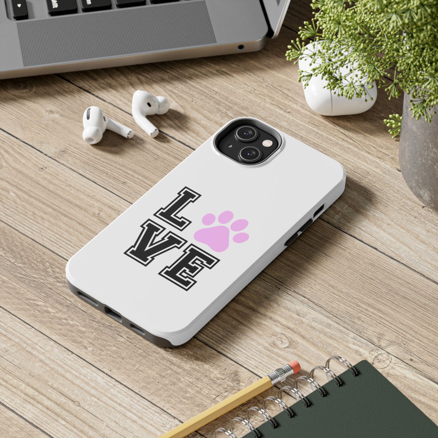 Love Pink Paw Print - Tough iPhone Cases - Choose your Size