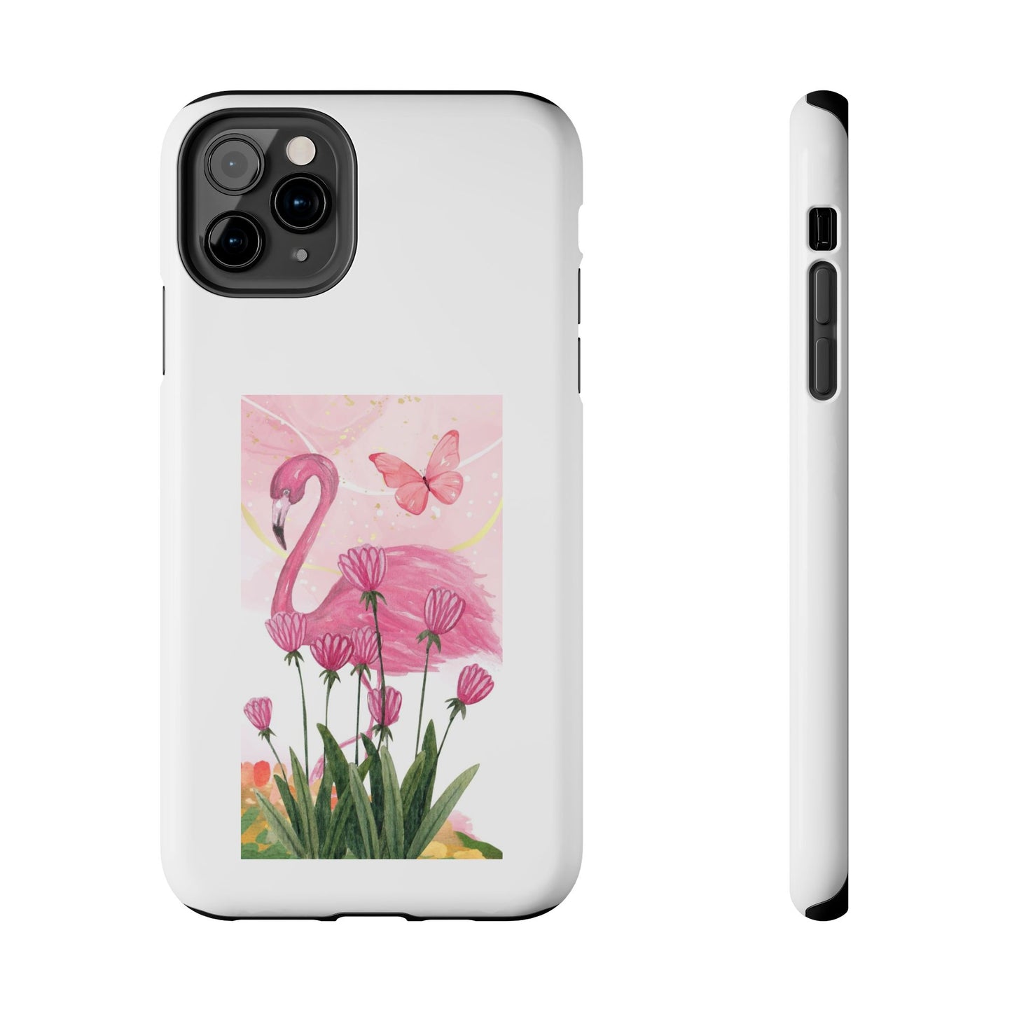 Flamingo & Butterfly - Tough iPhone Cases - Choose your Size