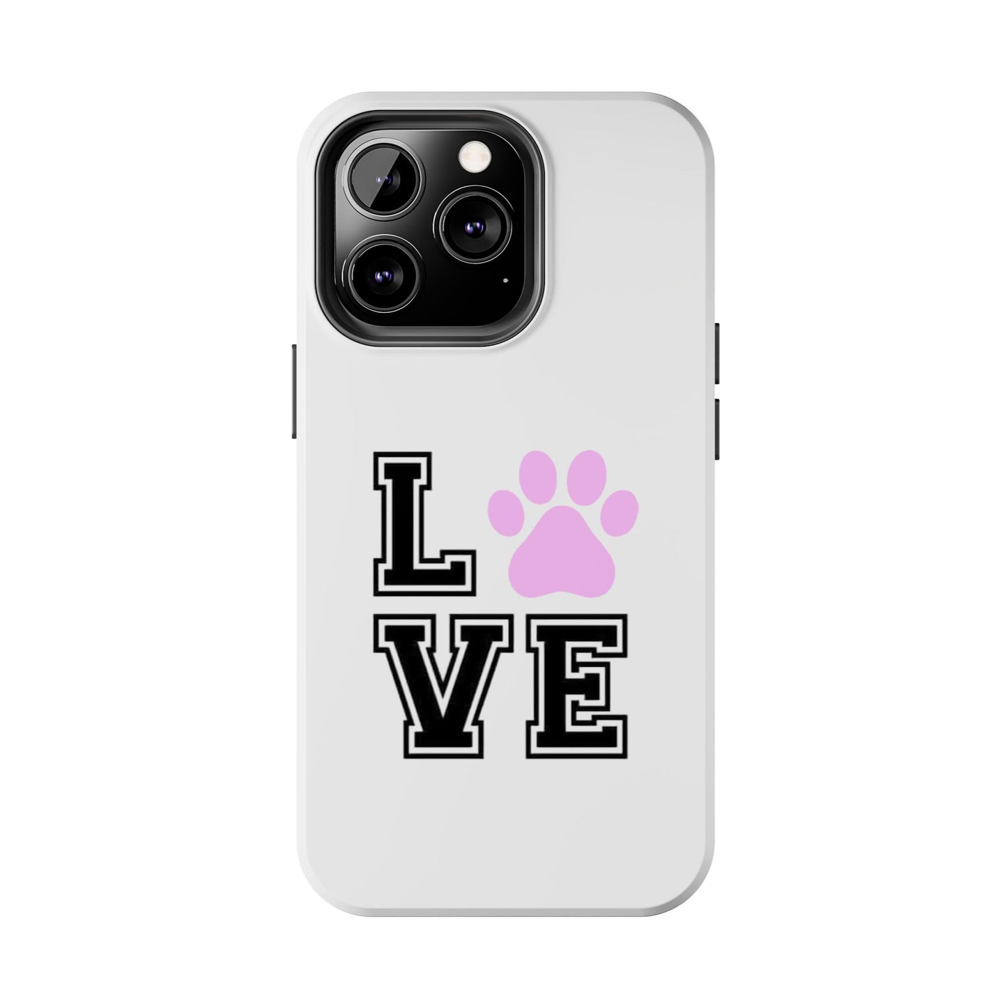 Love Pink Paw Print - Tough iPhone Cases - Choose your Size