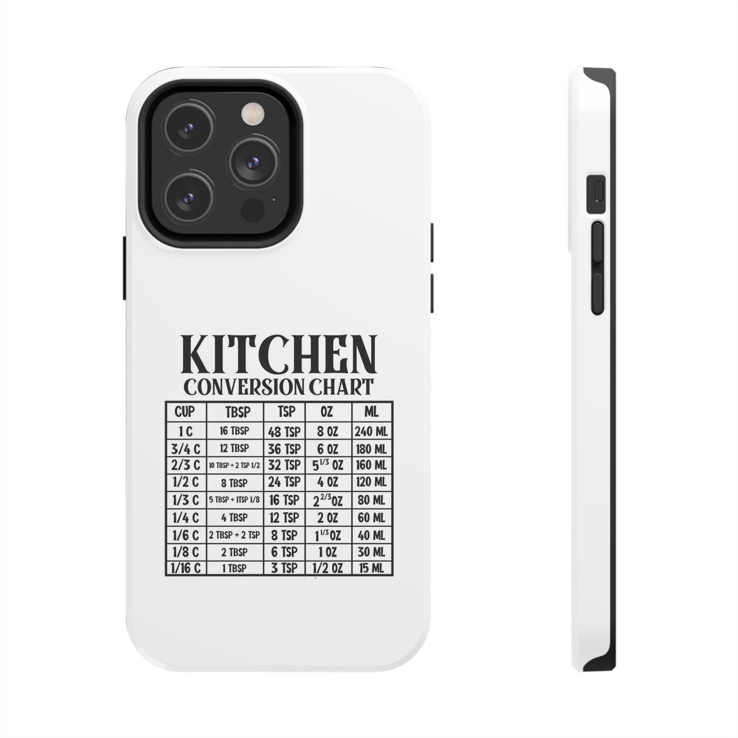Kitchen Conversion Chart - Tough iPhone Cases - Choose your Size