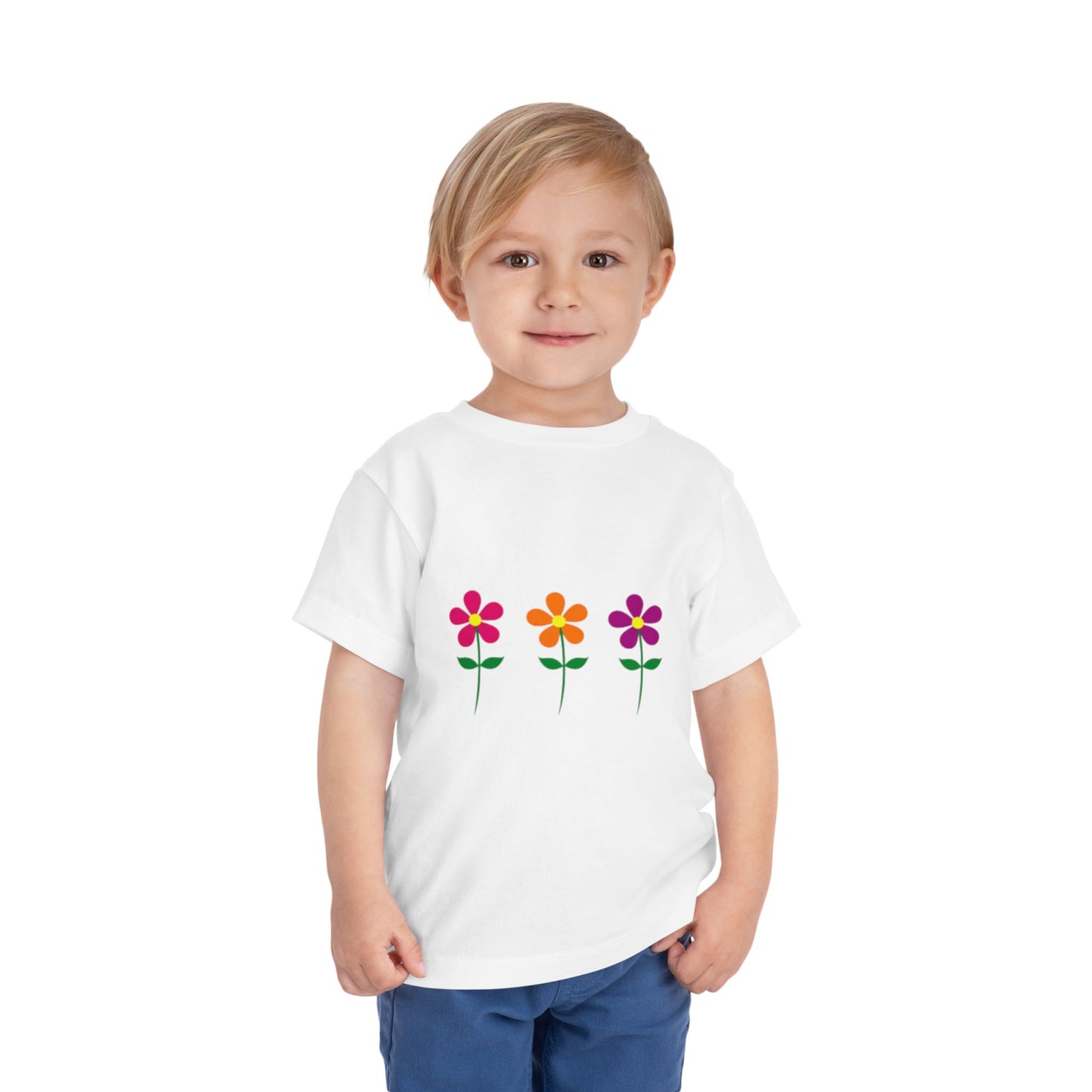 Bright Flowers - Short Sleeve Tee, Cute Kids Tee, Animal T-Shirt, Birthday Gift, Playtime Outfit, Baby Shower Gift