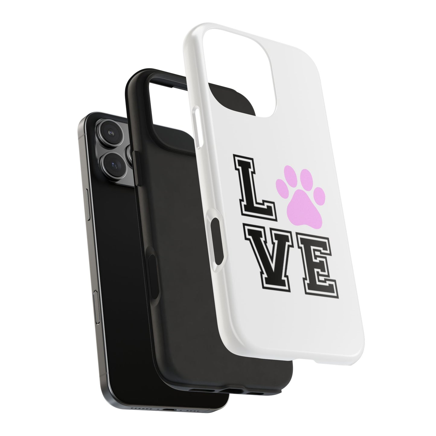 Love Pink Paw Print - Tough iPhone Cases - Choose your Size