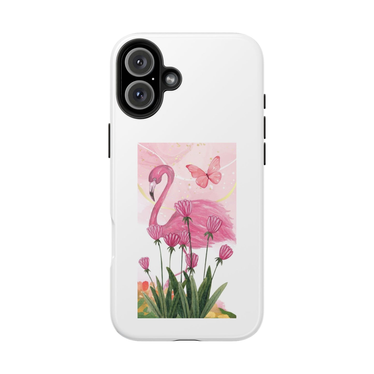 Flamingo & Butterfly - Tough iPhone Cases - Choose your Size