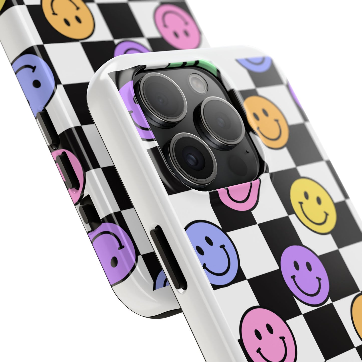 Checkerboard Colorful Smileys - Tough iPhone Cases - Choose your Size