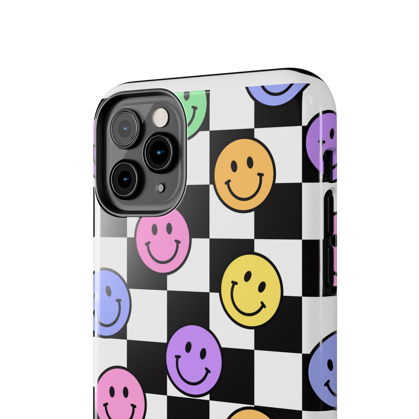 Checkerboard Colorful Smileys - Tough iPhone Cases - Choose your Size