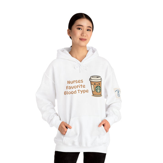 Nurse Humor Hoodie - Nurses Favorite Blood Type - Funny Gift for Nurses, Cozy Sweatshirt for Healthcare Workers