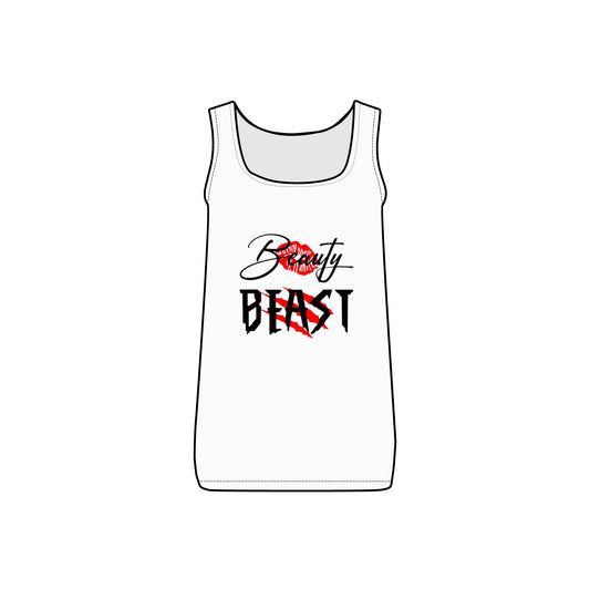 Beauty/ Beast Women's Micro Ribbed Tank | Cute Casual Summer Top, Gift for Her, Disney Fan Shirt, Beach Wear, Sleep Wear