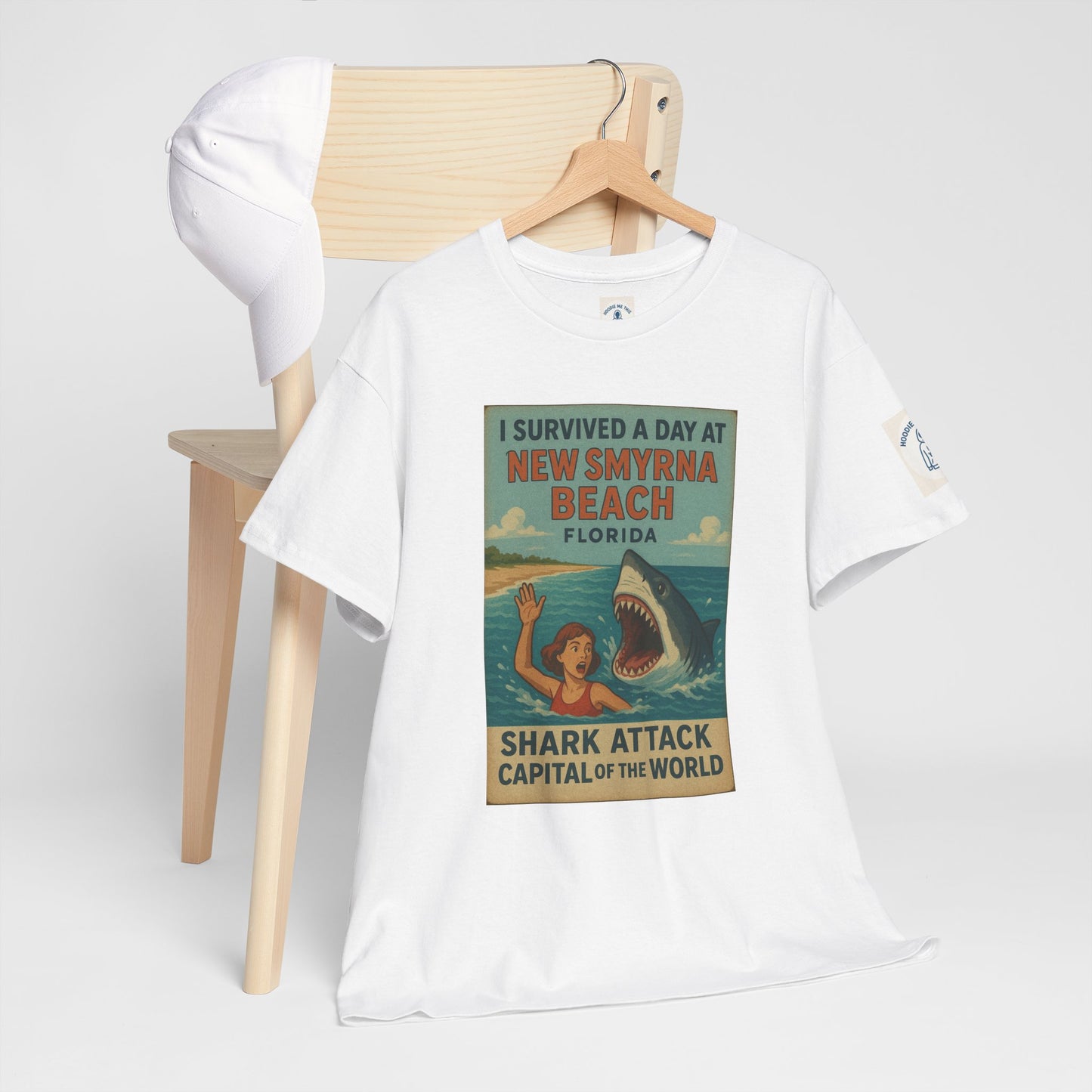 I SURVIVED A DAY AT NSB… - Unisex Heavy Cotton Tee, Vintage Style Tee, Casual Wear, Summer Essentials, Gift for Beach Lovers