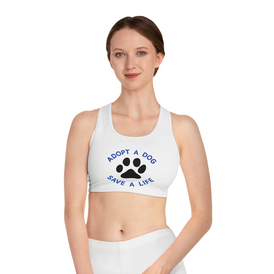 ADOPT A DOG SAVE A LIFE -  Sports Bra, Cute Workout Top, Fitness Apparel, Jeep Lover Gift, Activewear for the Gym or Yoga