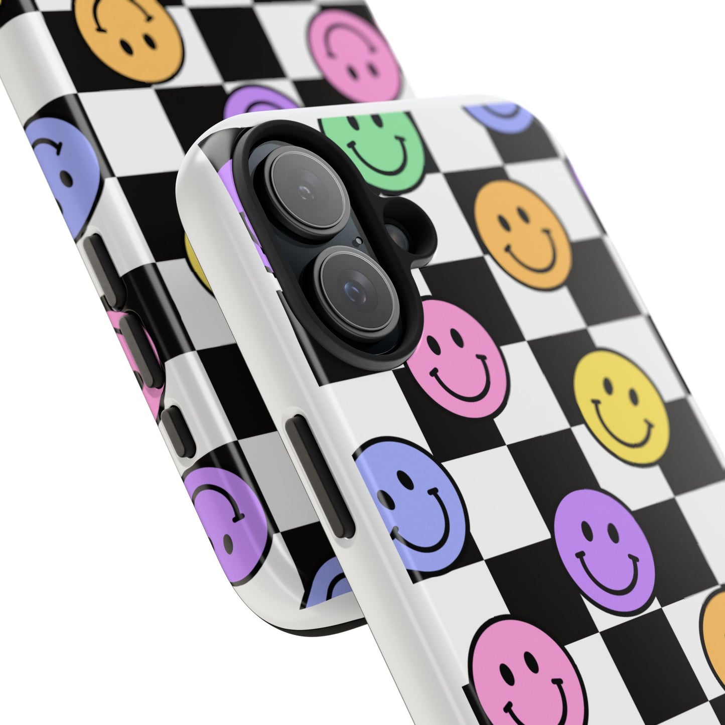 Checkerboard Colorful Smileys - Tough iPhone Cases - Choose your Size