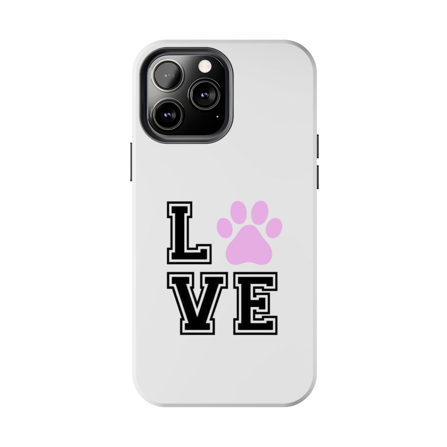 Love Pink Paw Print - Tough iPhone Cases - Choose your Size