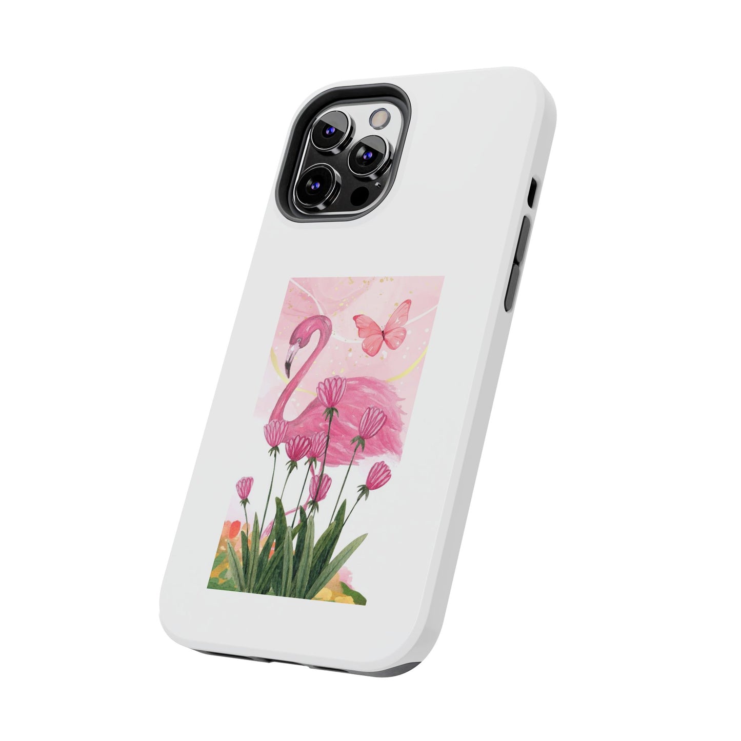 Flamingo & Butterfly - Tough iPhone Cases - Choose your Size