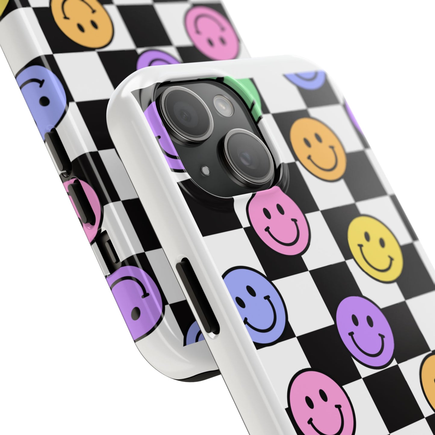 Checkerboard Colorful Smileys - Tough iPhone Cases - Choose your Size