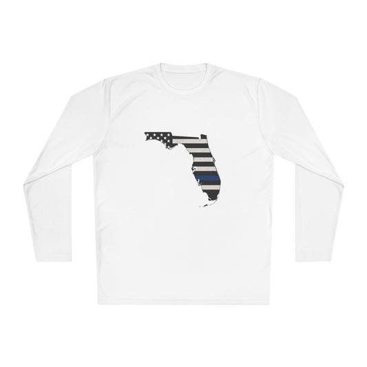 Thin Blue Line Florida Flag - Unisex Long Sleeve Tee, Lightweight Shirt, Perfect for Casual Wear, Gifts for Patriots, Florida Lover Apparel
