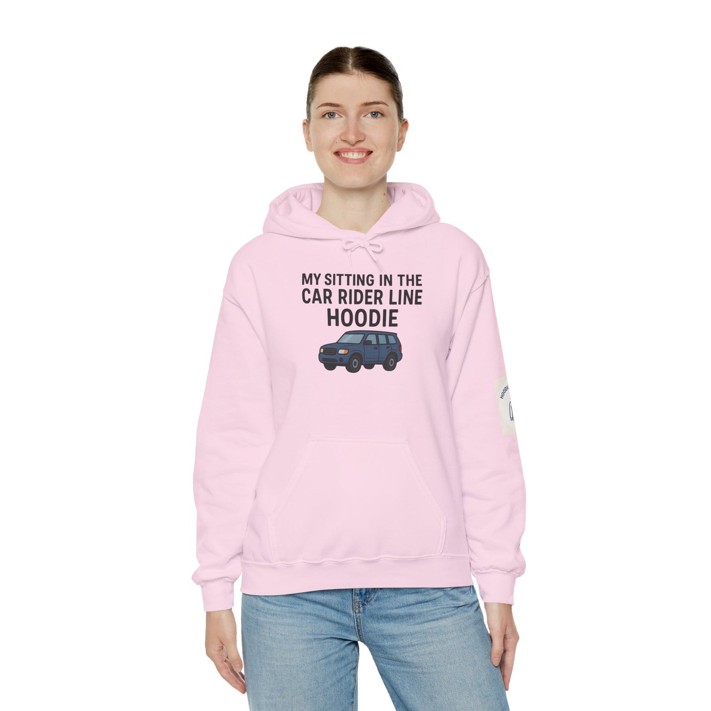 MY SITTING IN THE CAR RIDER LINE HOODIE - Unisex Heavy Blend Hooded Sweatshirt. Stay Warm in the Drop Off & Pick Up Line, Trendy Carpooling Look [...]