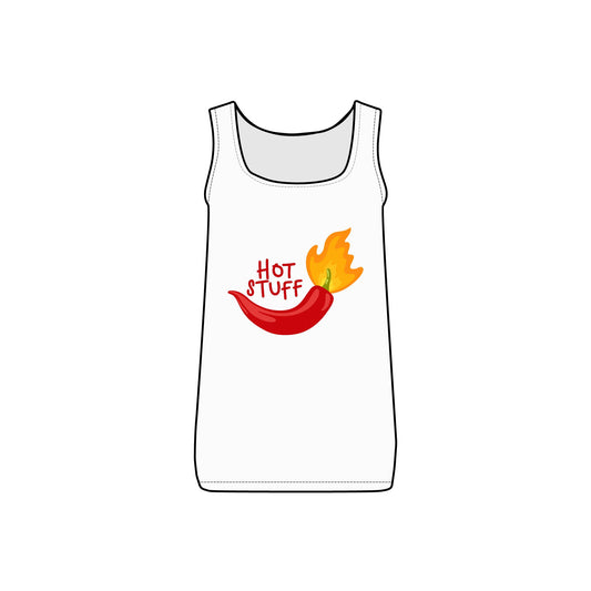 Hot Stuff Women's Micro Ribbed Tank | Cute Casual Summer Top, Gift for Her, Lounge Wear