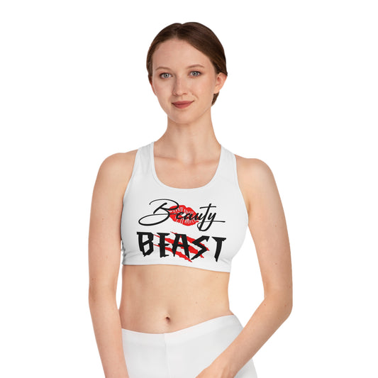 Beauty/BEAST - Sports Bra - Athletic Support, Workout Gear, Gym, Fitness, Yoga Team Spirit,