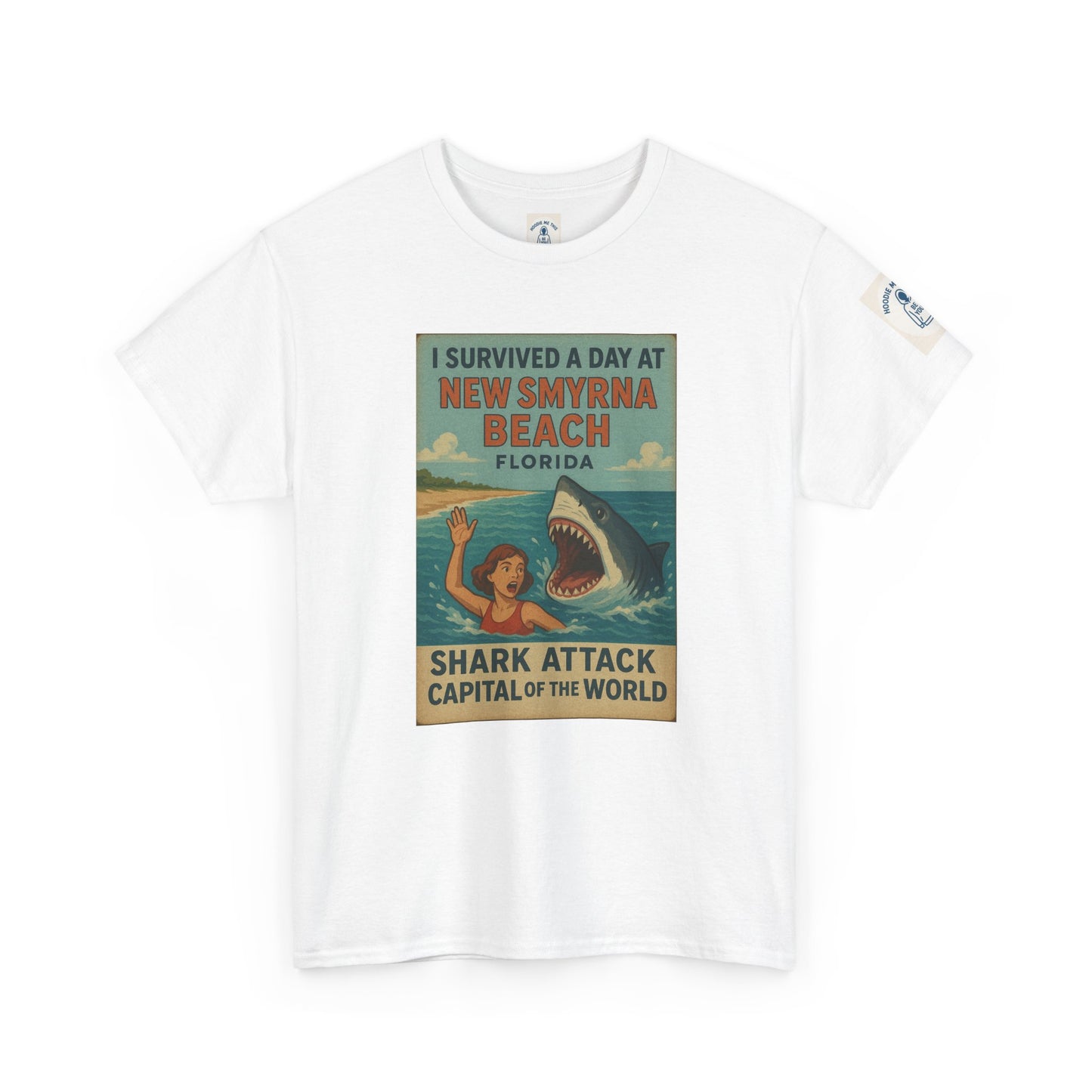 I SURVIVED A DAY AT NSB… - Unisex Heavy Cotton Tee, Vintage Style Tee, Casual Wear, Summer Essentials, Gift for Beach Lovers