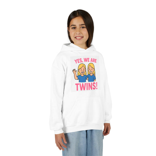 YES, WE ARE TWINS! Sweatshirt, Youth Hoodie for Sisters, Gift for Kids, Summer Apparel, Fun Kids Clothing