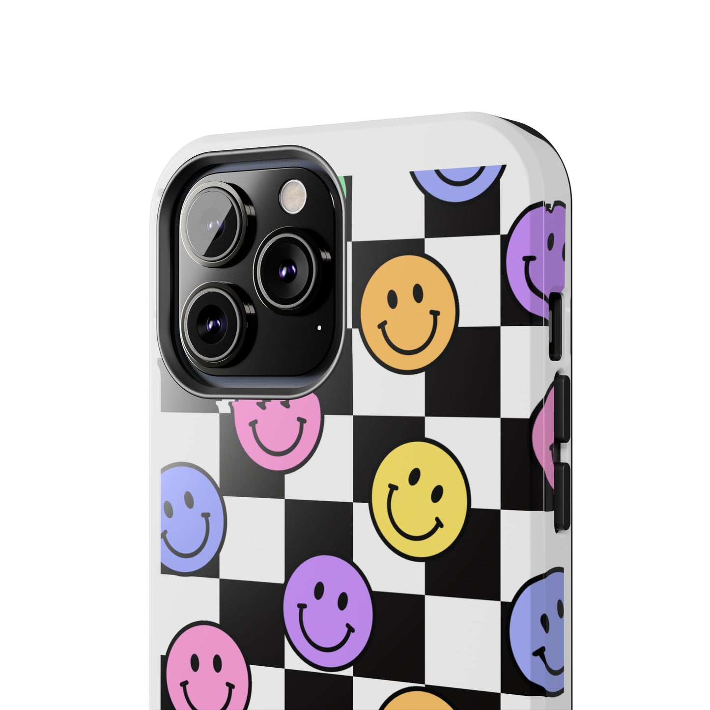 Checkerboard Colorful Smileys - Tough iPhone Cases - Choose your Size