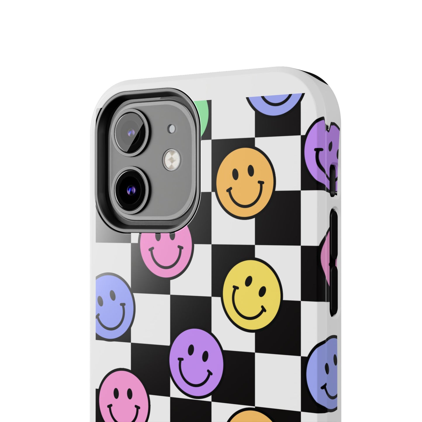 Checkerboard Colorful Smileys - Tough iPhone Cases - Choose your Size