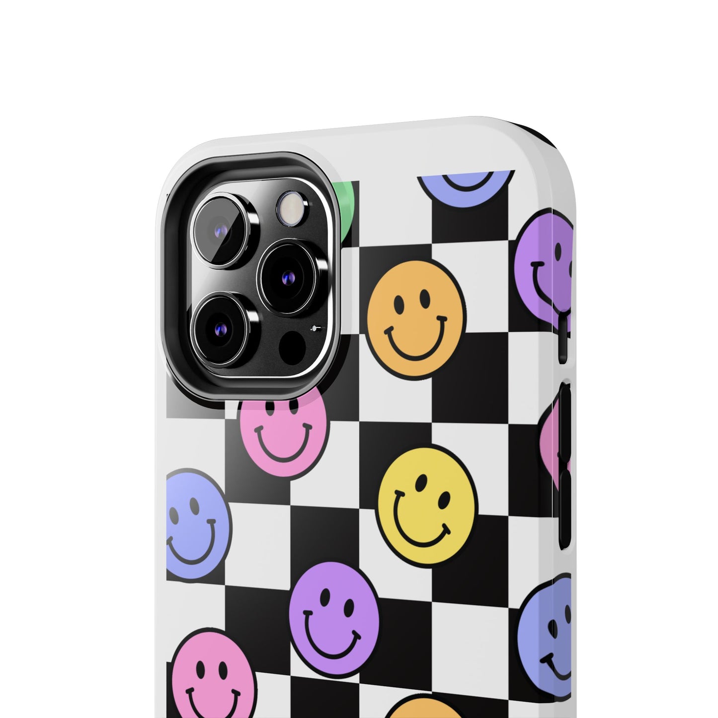 Checkerboard Colorful Smileys - Tough iPhone Cases - Choose your Size