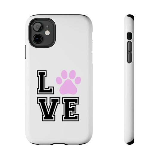 Love Pink Paw Print - Tough iPhone Cases - Choose your Size